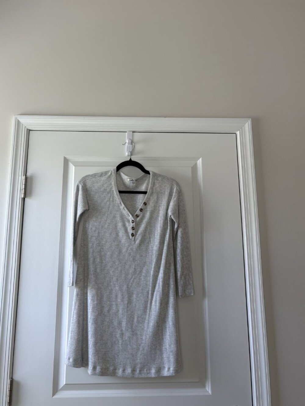 American Eagle Outfitters Heather Gray Knit Henley Sweater Dress Petite XS - Picture 6 of 7